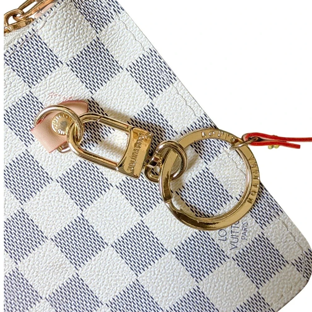 Designer Inspired Polished Heritage Gray & White Checkered Leather Wristlet